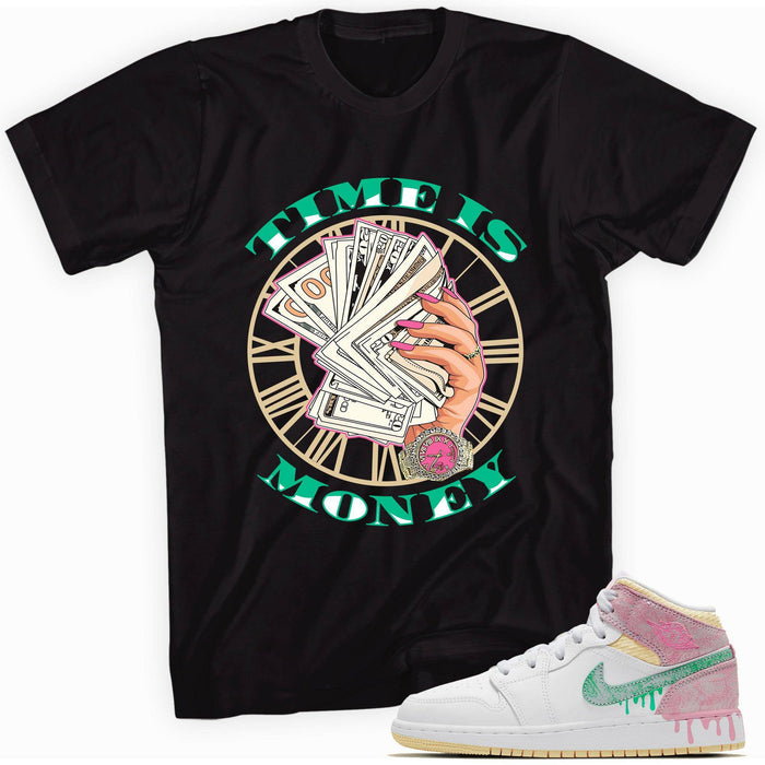 1s Mid Paint Drip (GS) Shirt Time Is Money