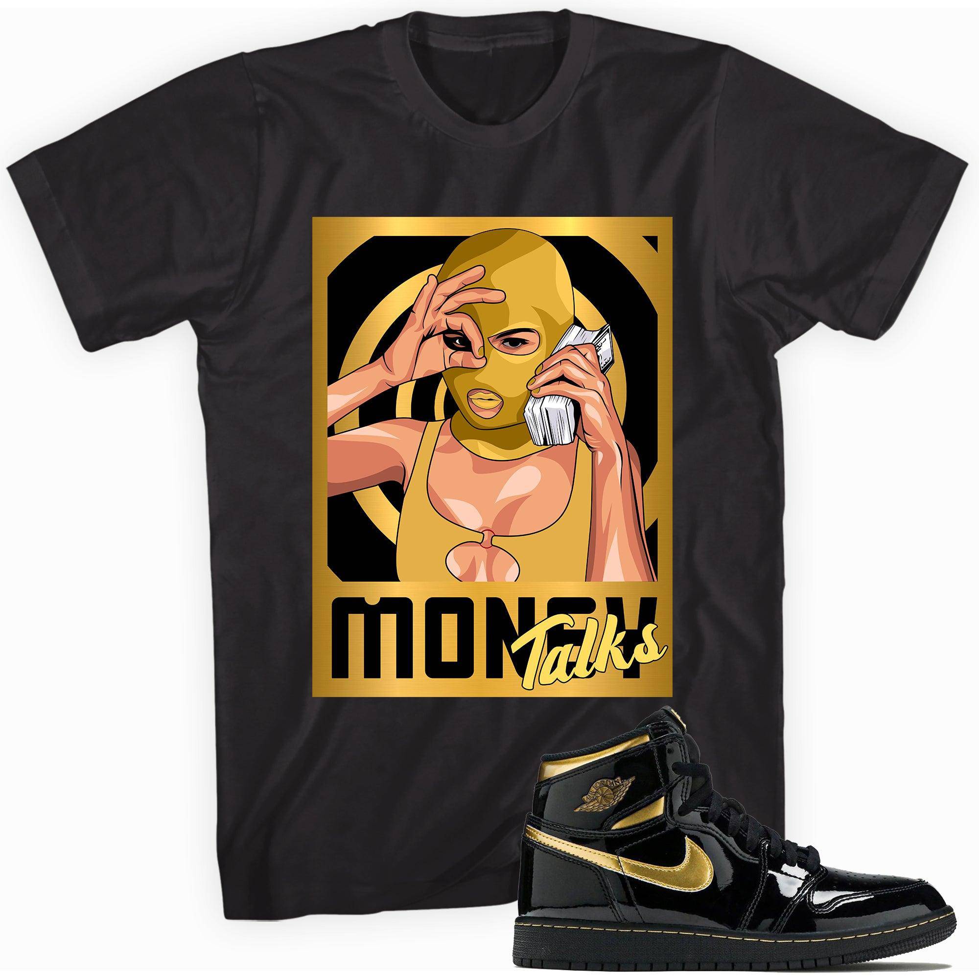 1 RETRO HIGH Black Metallic Gold Shirt Money Talks