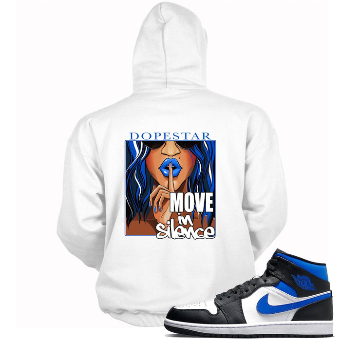 1 Mid White Black Royal Hoodie Move In Silence