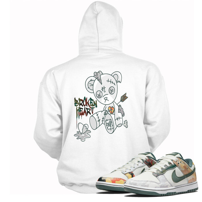 Dunk Low Sail Multi Camo Hoodie Broken Heart Bear