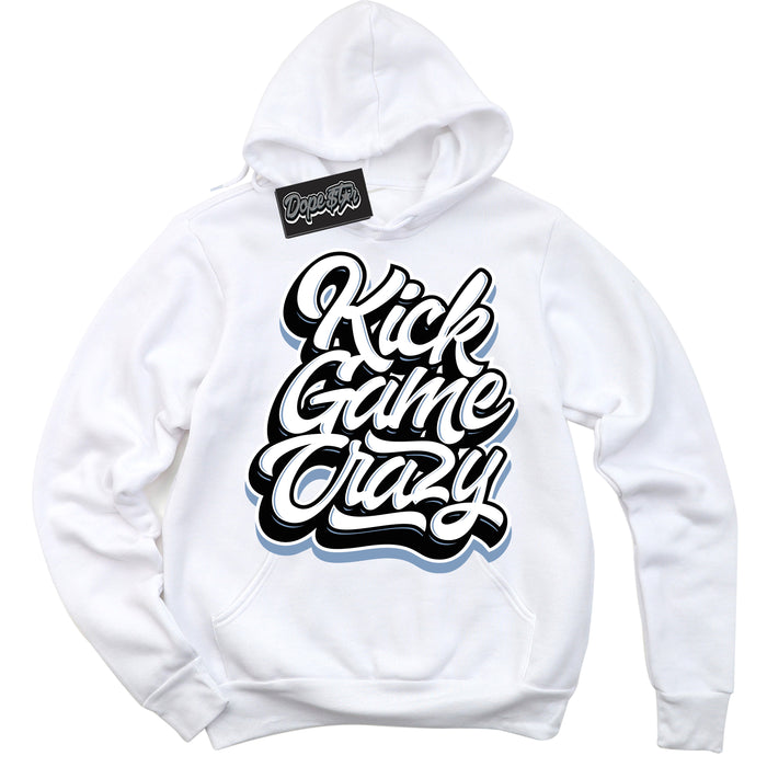 Cool White Hoodie with “ Kick Game Crazy ”  design that Perfectly Matches Reverse Oreo 6s Sneakers.