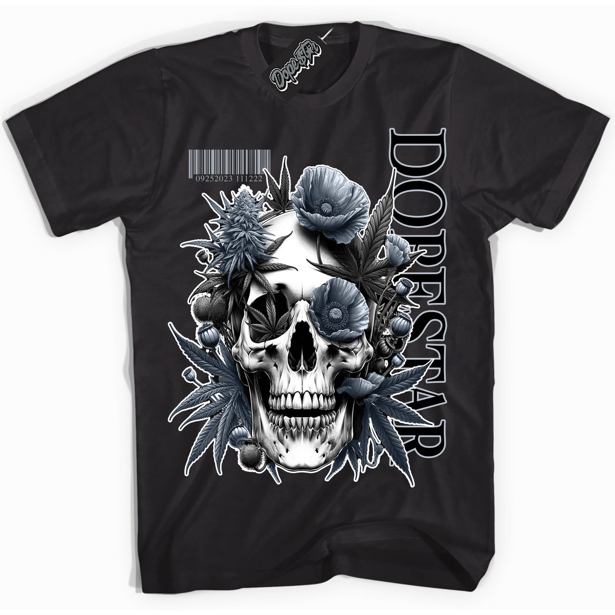 Cool Black Shirt with “ Skull Poppies” design that perfectly matches The KAWS X Sky High Farm 1s Sneakers.