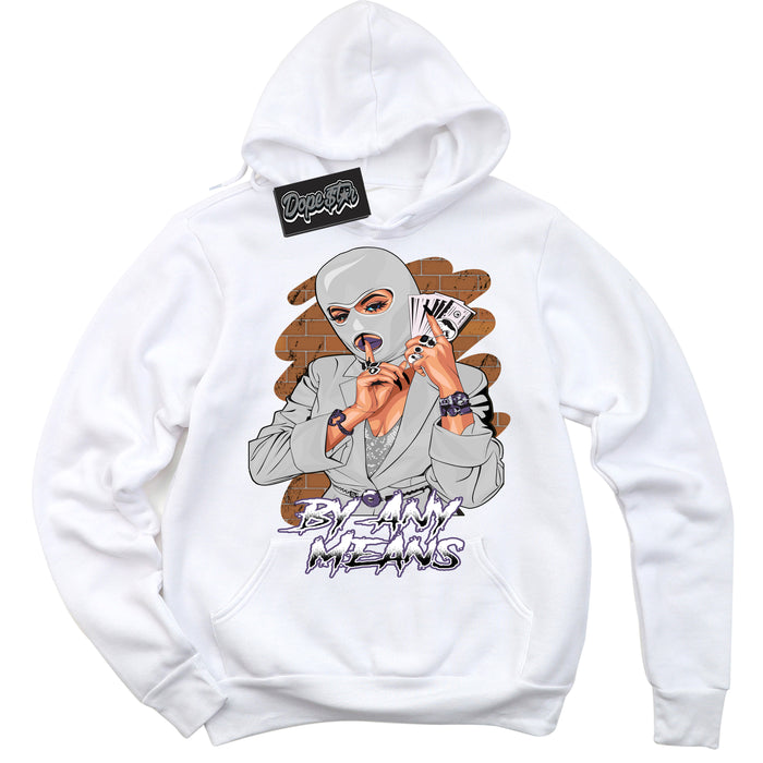 Cool White Hoodie with “ By Any Means ”  design that Perfectly Matches Punk Rock 1s Sneakers.