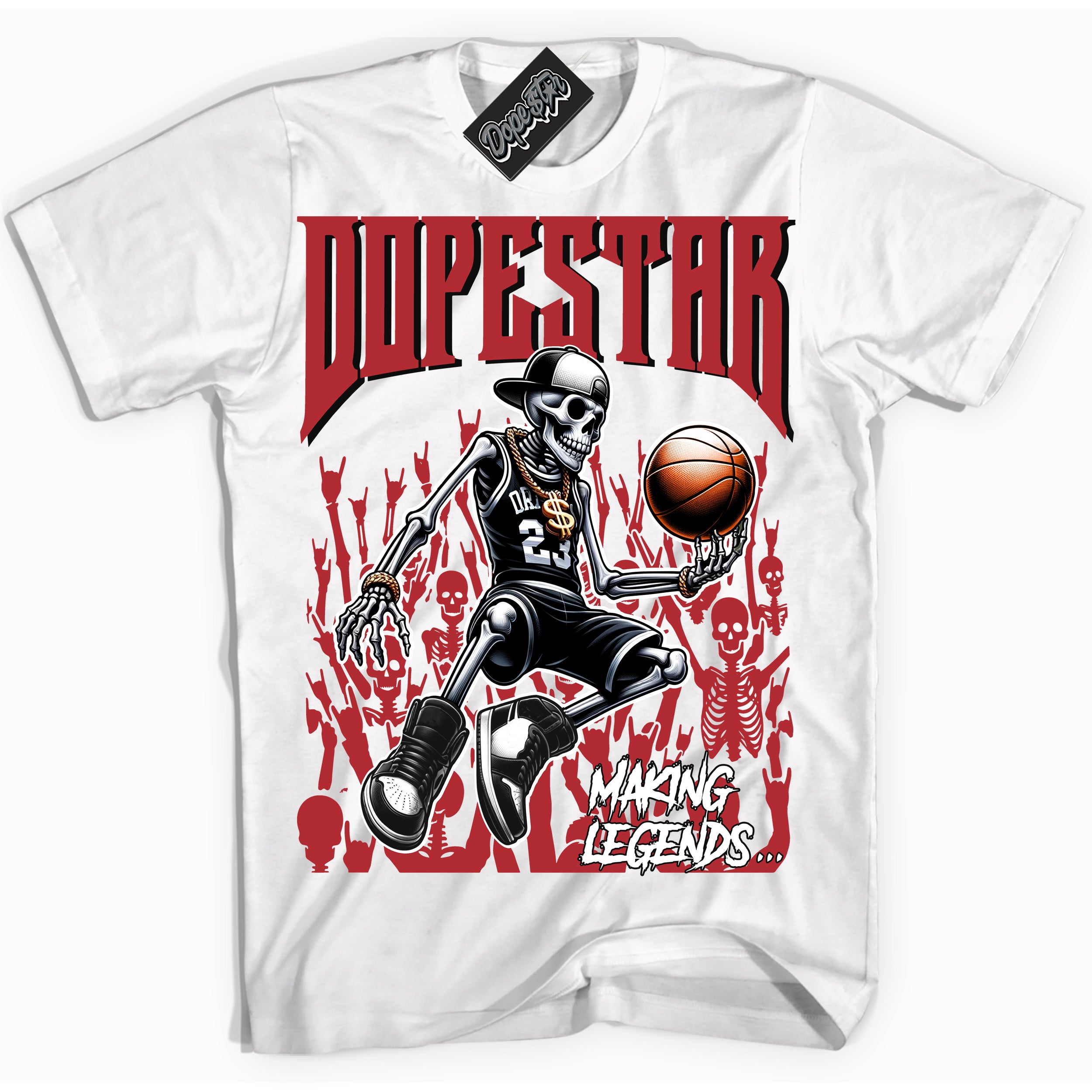 Cool White Shirt with “ Making Legends ” design that perfectly matches Lost And Found 1s Sneakers.