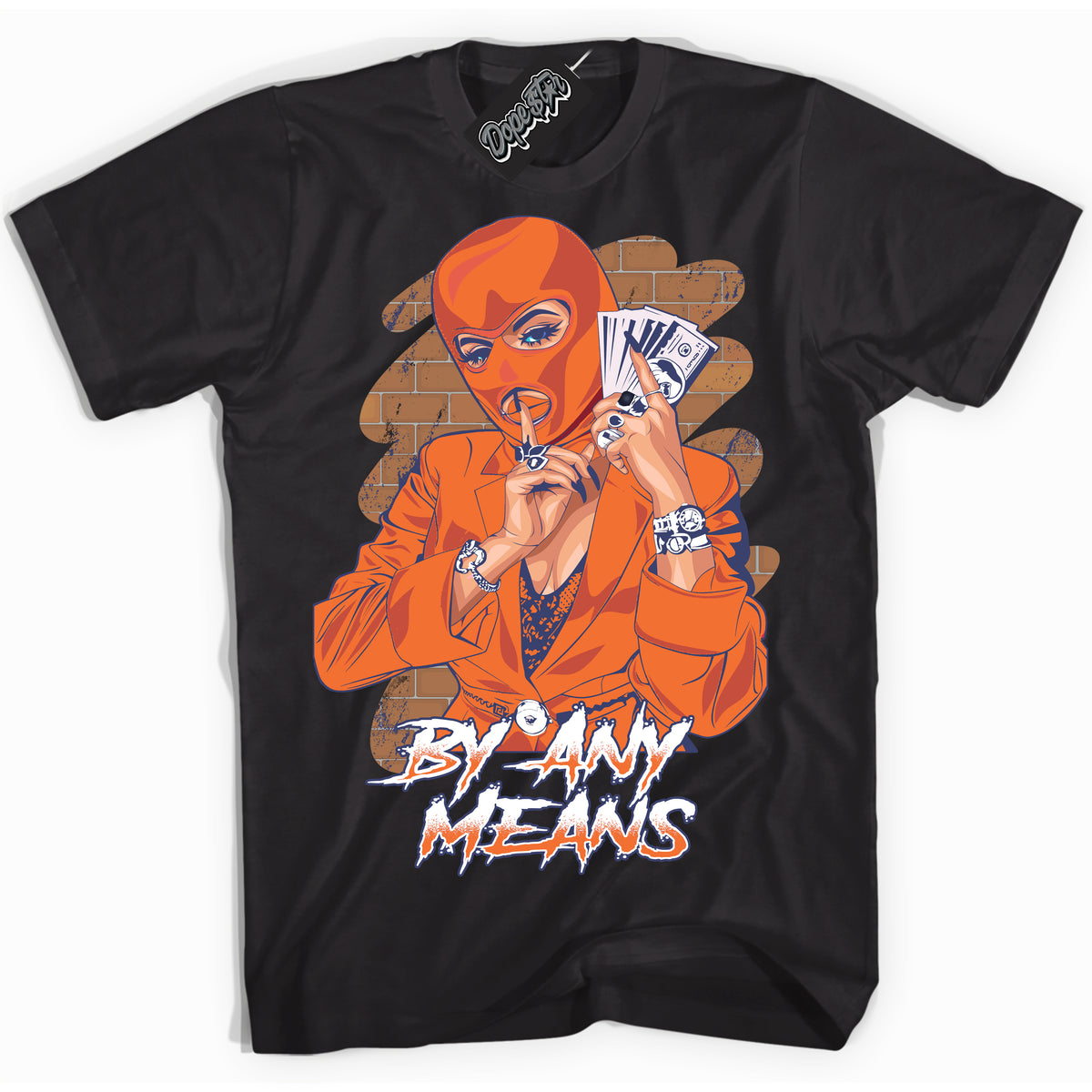 Cool Black Shirt with “ By Any Means ” design that perfectly matches Low Knicks.