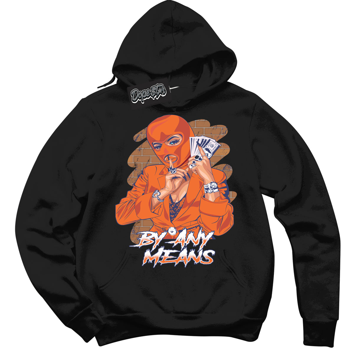 Cool Black Hoodie with “ By Any Means ”  design that Perfectly Matches Low Knicks.
