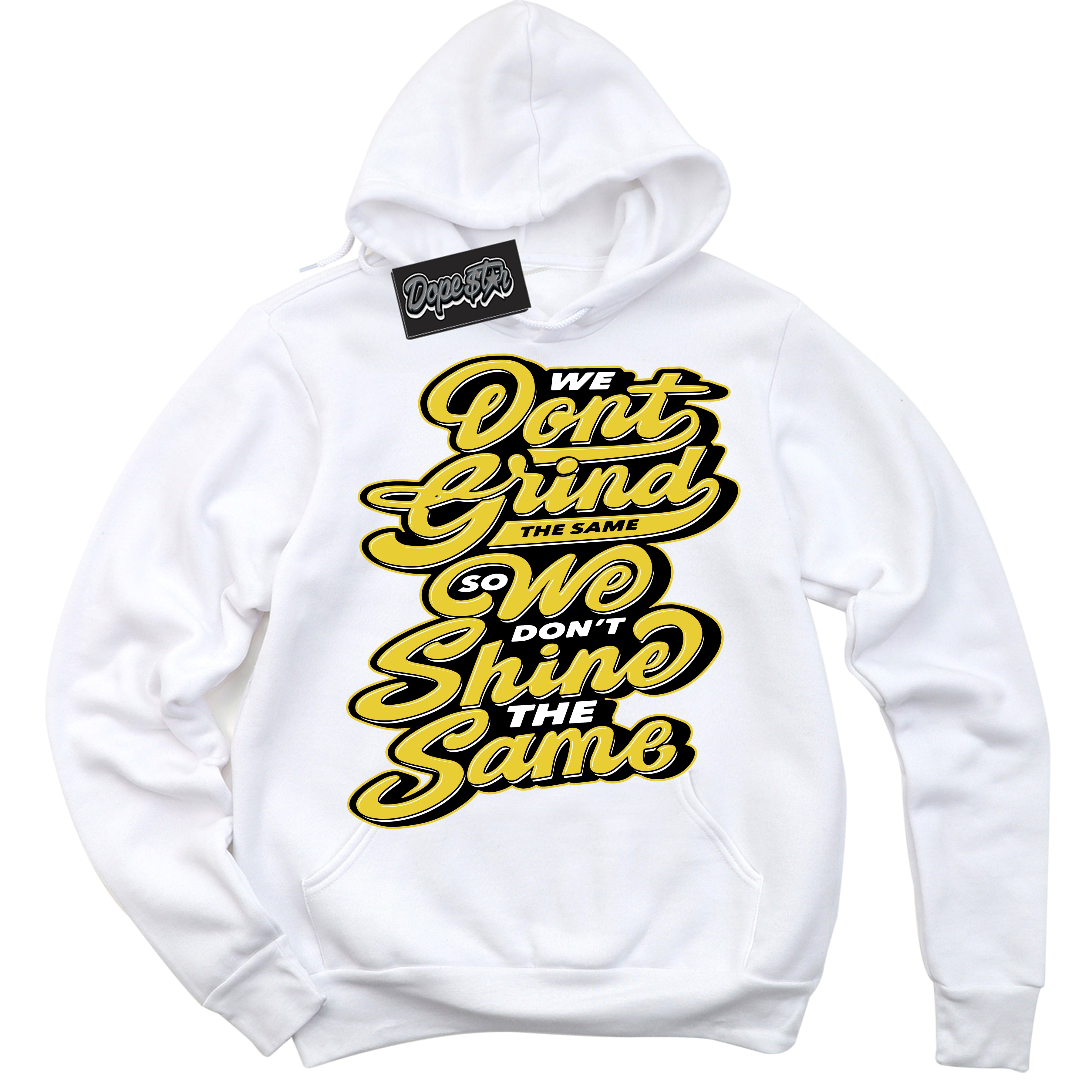 Cool White Hoodie with “ Grind Shine ”  design that Perfectly Matches Vivid Sulfur 4s Jordans.
