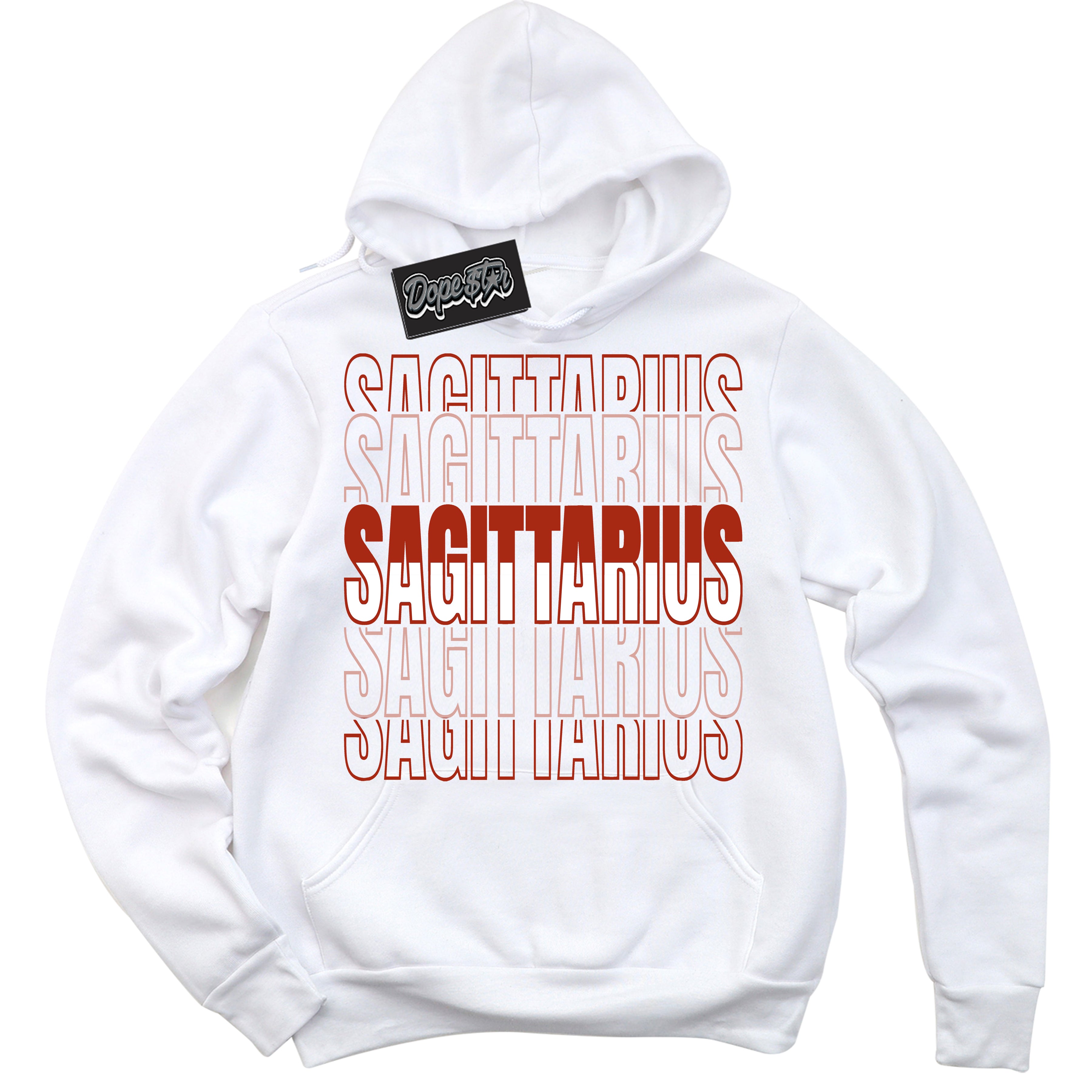 Cool White Hoodie with “ Sagittarius ”  design that Perfectly Matches Red Stardust Dunk.

