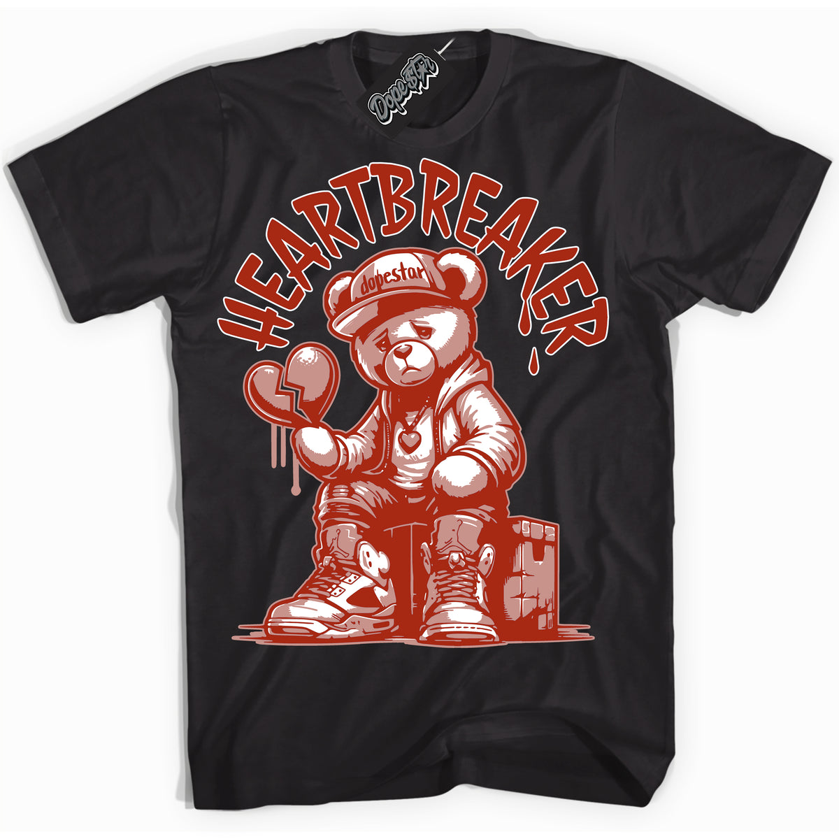 Cool Black Shirt with “ Heartbreaker Bear ” design that perfectly matches Red Stardust Dunk.
