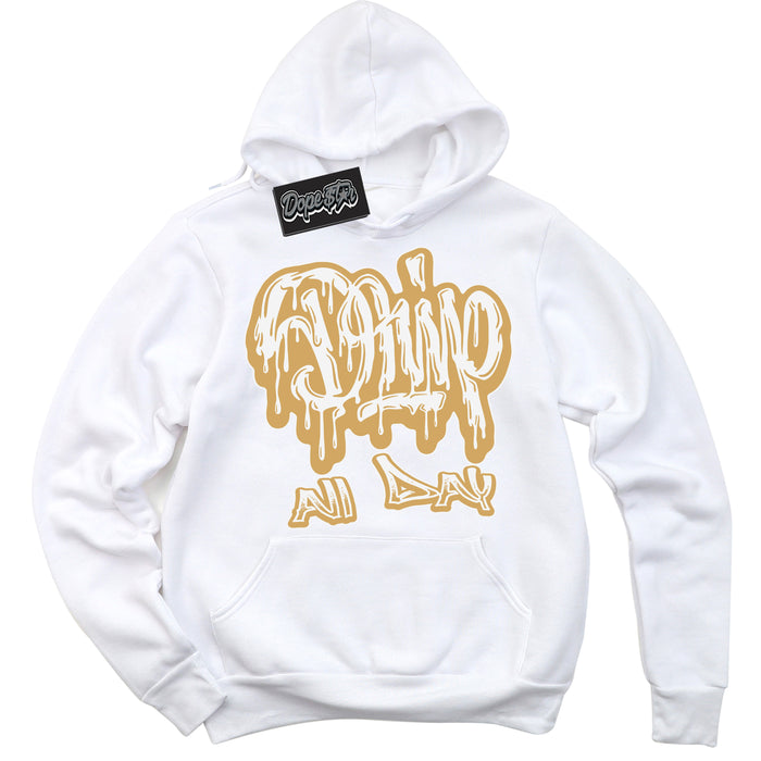 Cool White Hoodie with “ Drip All Day ”  design that Perfectly Matches Craft Paris 6s Jordans.
