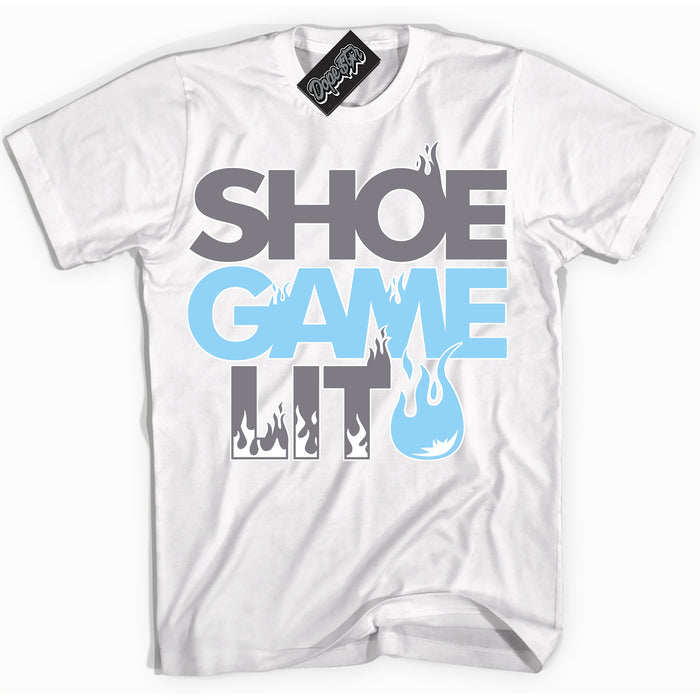 Cool White Shirt with “ Shoe Game Lit ” design that perfectly matches Cement Grey 11s Sneakers.