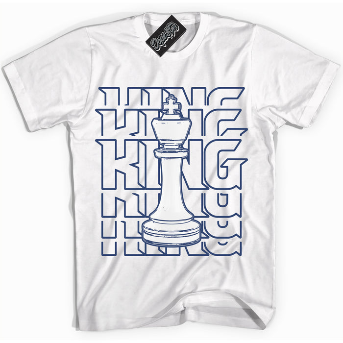 Cool White Shirt with “King Chess” design that perfectly matches Diffused Blue 11s Jordans.