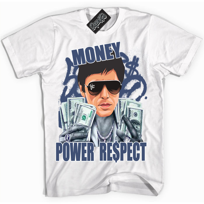 Cool White Shirt with “ Tony Montana ” design that perfectly matches Diffused Blue 11s Jordans.