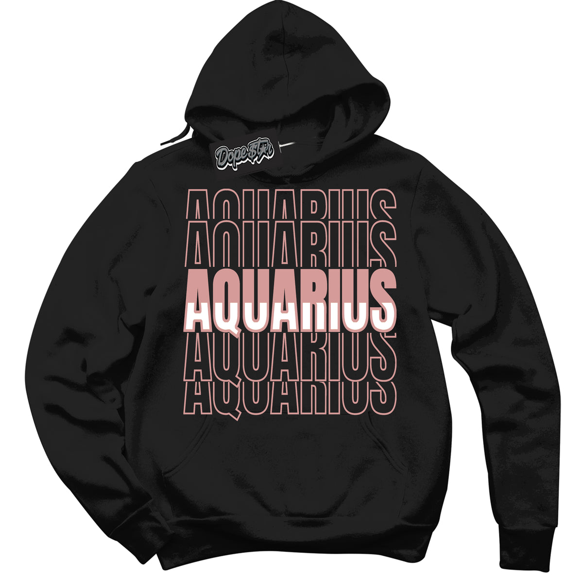 Cool Black Hoodie with “ Aquarius ”  design that Perfectly Matches Legend Pink 11s Jordans.
