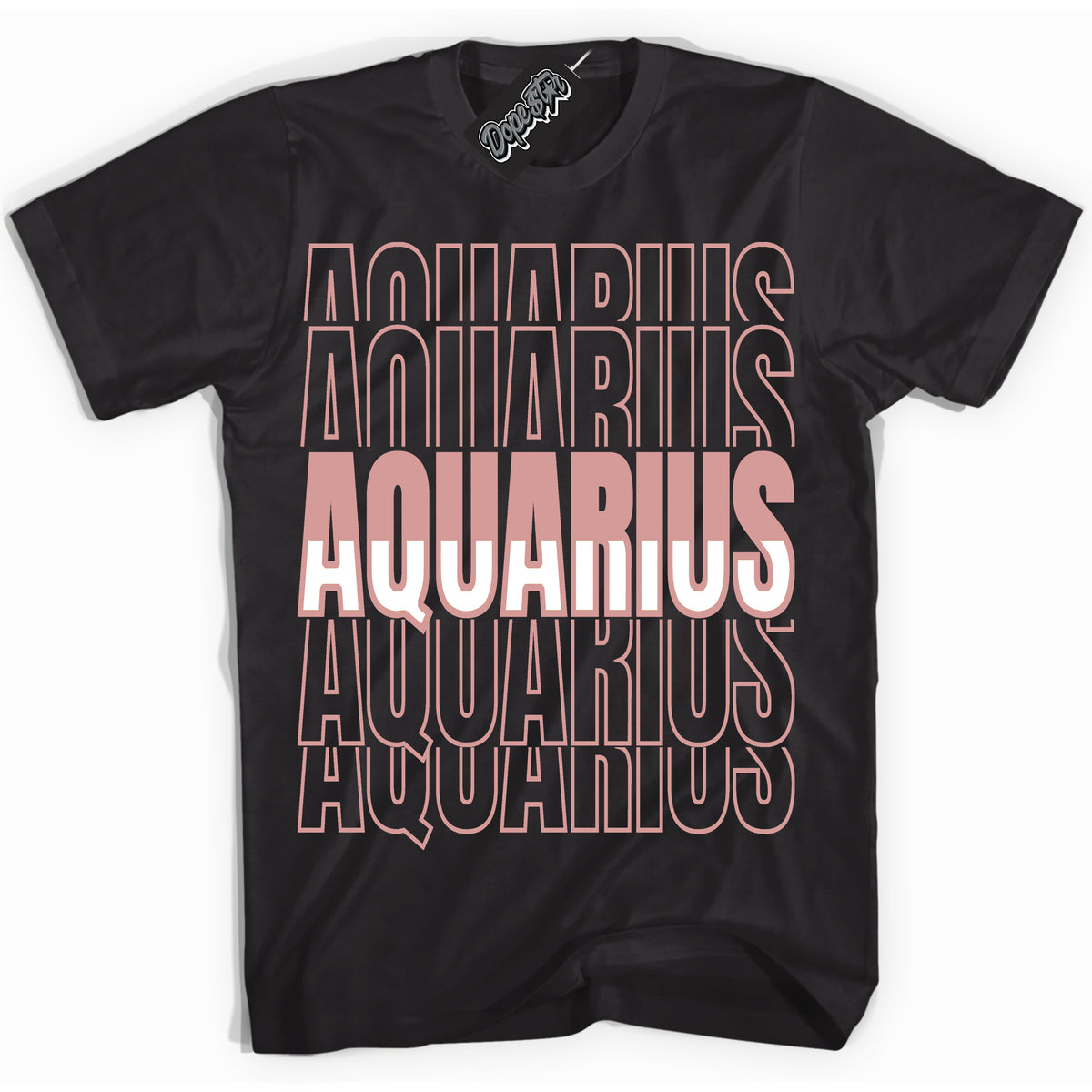 Cool Black Shirt with “ Aquarius ” design that perfectly matches Legend Pink 11s Jordans.