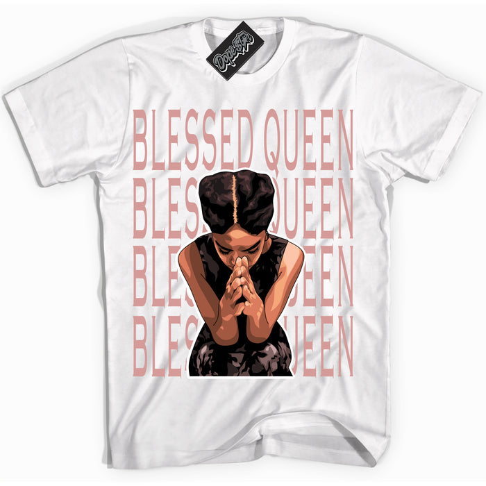 Cool White Shirt with “ Blessed Queen ” design that perfectly matches Legend Pink 11s Jordans.
