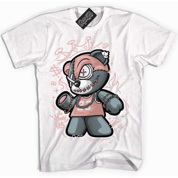 Cool White Shirt with “ Money Gang Bear ” design that perfectly matches Legend Pink 11s Jordans.
