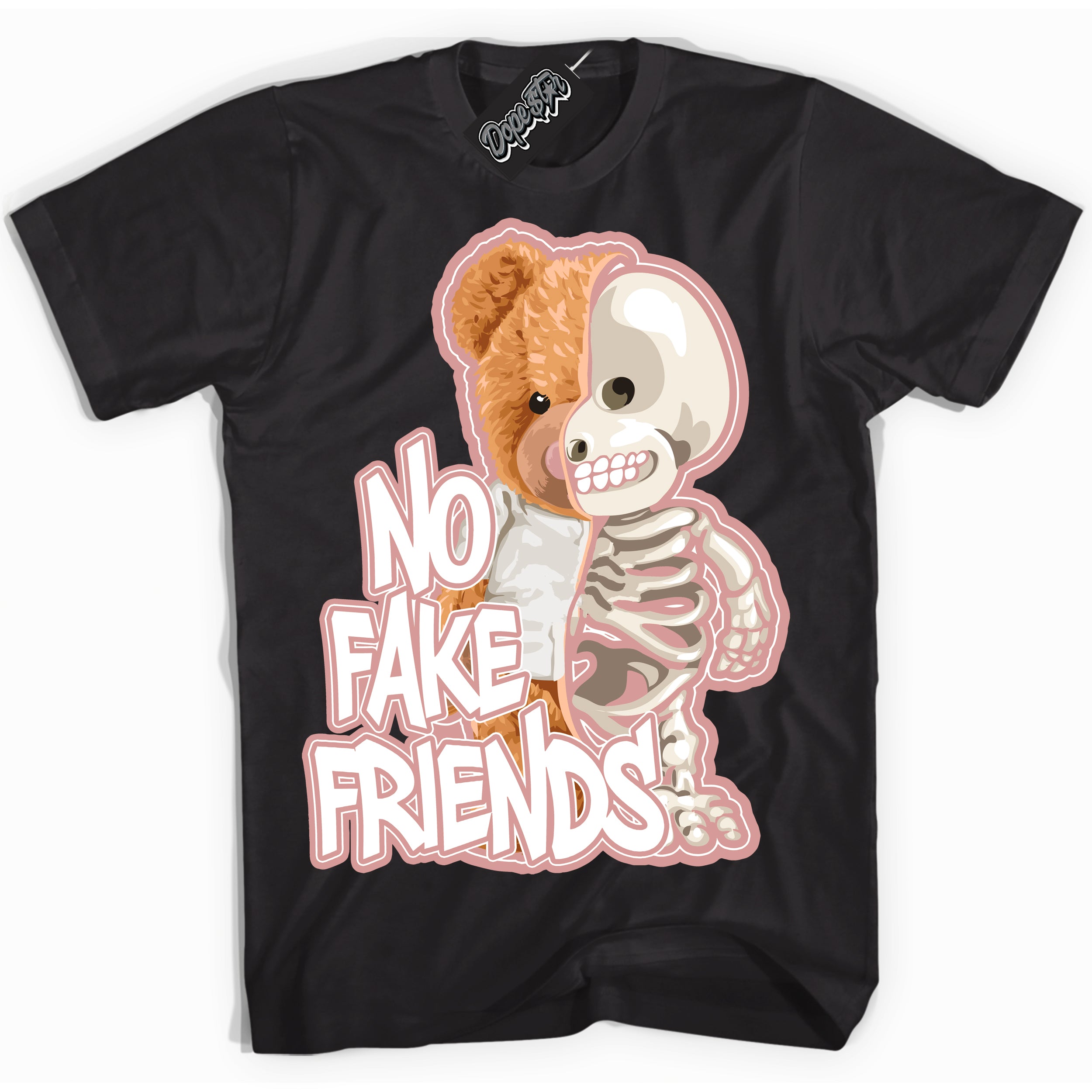 Cool Black Shirt with “ No Fake Friends ” design that perfectly matches Legend Pink 11s Jordans.
