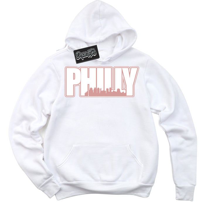 Cool White Hoodie with “ Philly ”  design that Perfectly Matches Legend Pink 11s Jordans.
