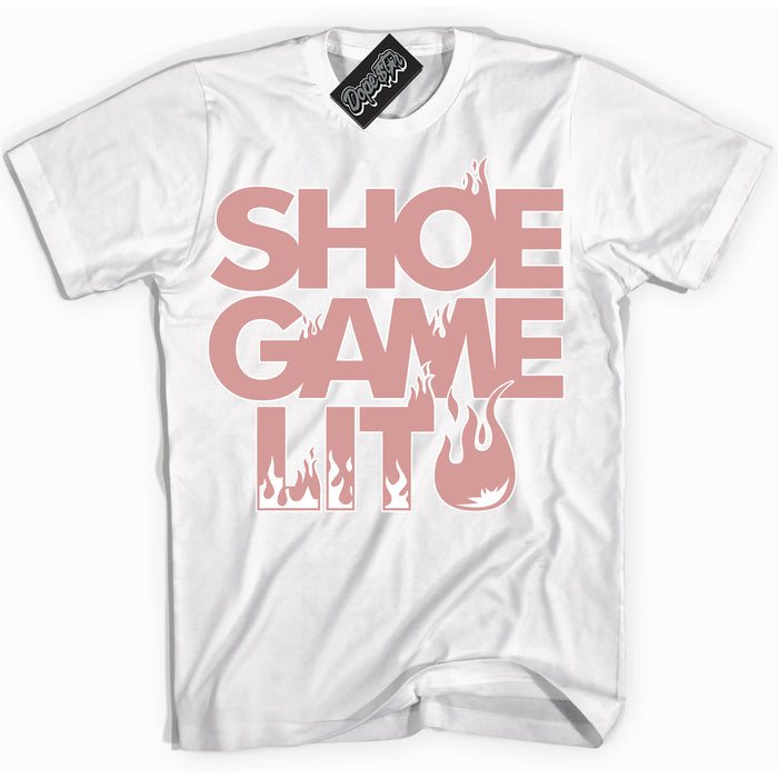 Cool White Shirt with “ Shoe Game Lit ” design that perfectly matches Legend Pink 11s Jordans.
