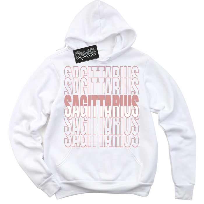 Cool White Hoodie with “ Sagittarius ”  design that Perfectly Matches Legend Pink 11s Jordans.
