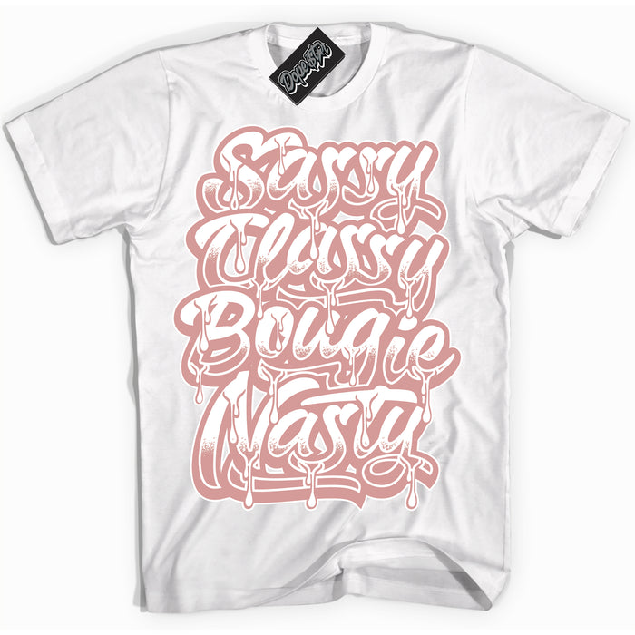 Cool White Shirt with “ Sassy Classy ” design that perfectly matches Legend Pink 11s Jordans.
