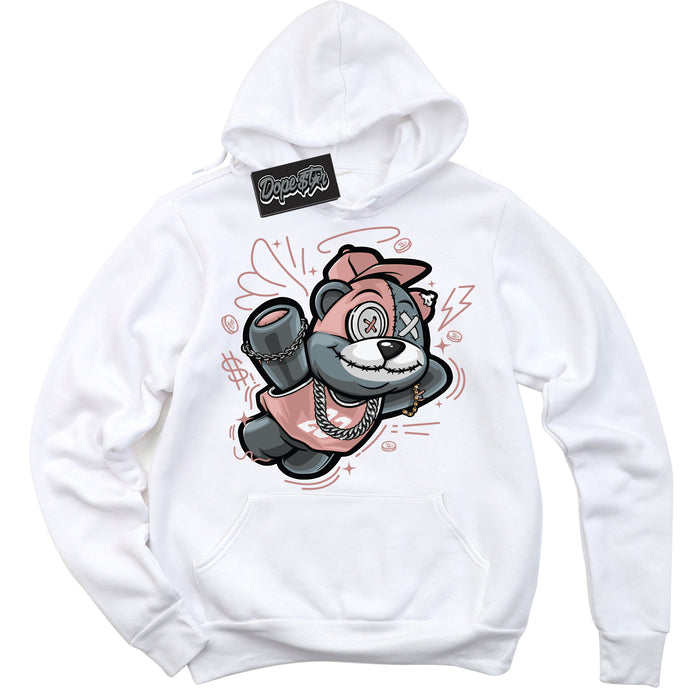 Cool White Hoodie with “ Slam Dunk Bear ”  design that Perfectly Matches Legend Pink 11s Jordans.
