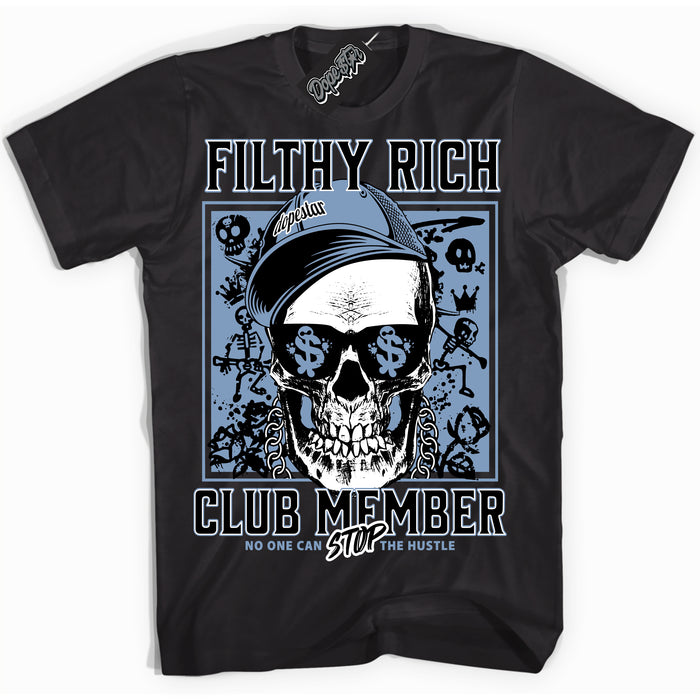 Cool Black Shirt with “ Filthy Rich” design that perfectly matches Space Jam 11s Sneakers.