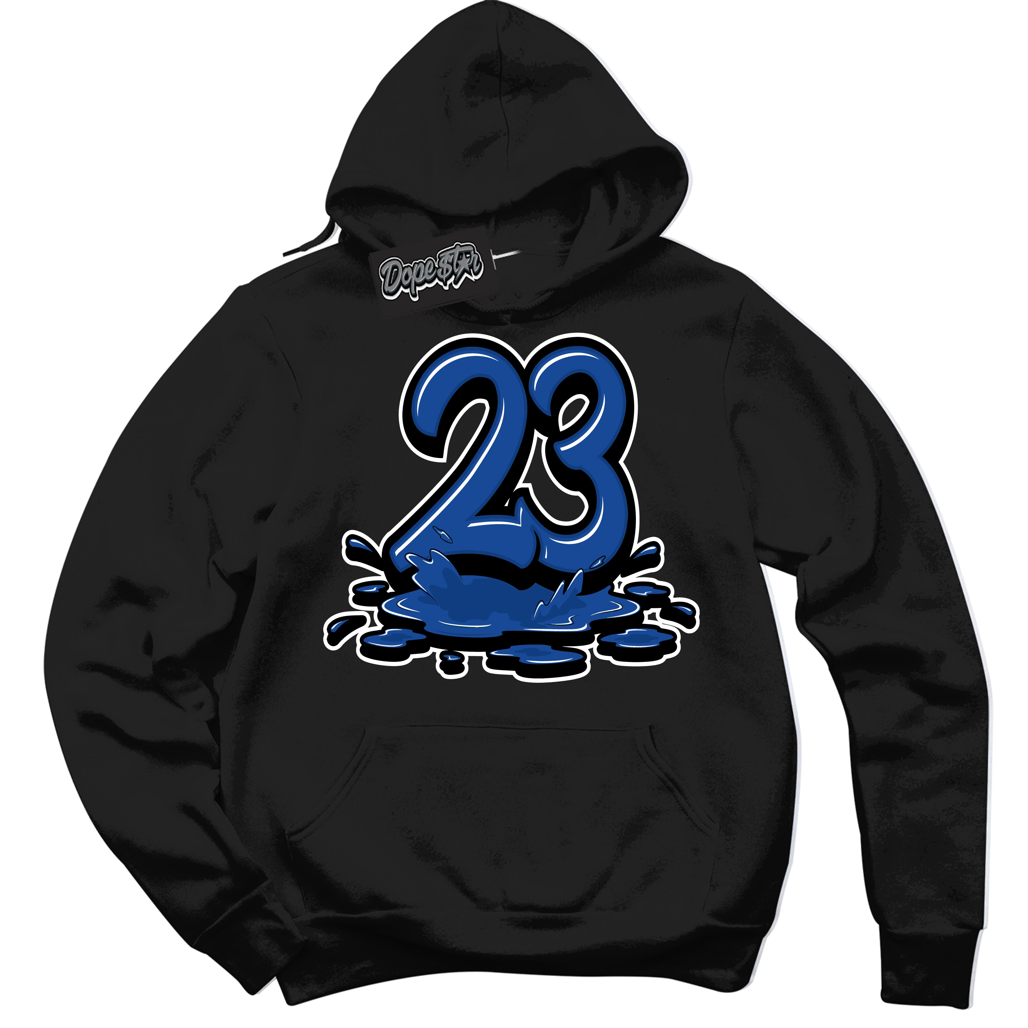 AJ12 Retro Blueberry ‘23 Melting’ – Black Streetwear Hoodie | Sneaker Matching sweatshirt for AJ12 Retro Blueberry | Men's and Women's Streetwear Graphic Hoodie by Sneaker Shirts Outlet.
