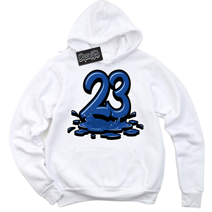 AJ12 Retro Blueberry ‘23 Melting’ – White Streetwear Hoodie | Sneaker Matching sweatshirt for AJ12 Retro Blueberry | Men's and Women's Streetwear Graphic Hoodie by Sneaker Shirts Outlet.
