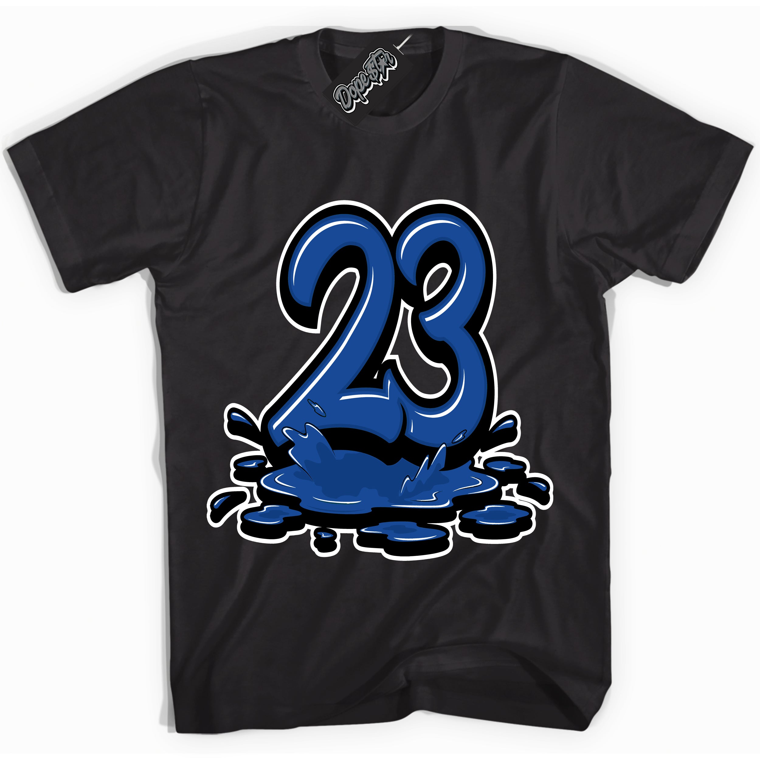 AJ12 Retro Blueberry ‘23 Melting’ – Black Streetwear T-Shirt | Sneaker Matching shirt for AJ12 Retro Blueberry | Men's and Women's Streetwear Graphic Tee by Sneaker Shirts Outlet.
