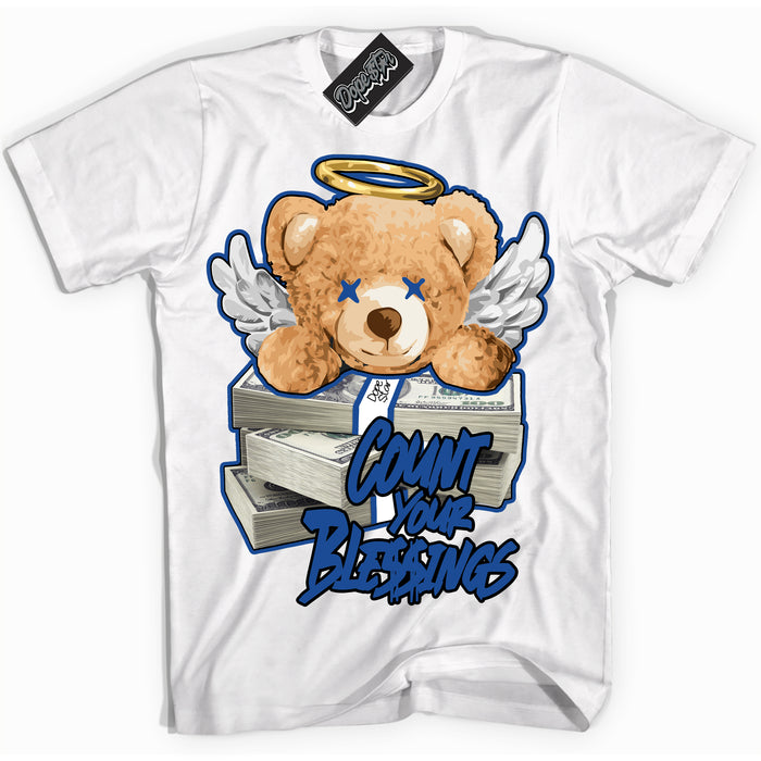 AJ12 Retro Blueberry ‘Count Your Blessings’ – White Streetwear T-Shirt | Sneaker Matching shirt for AJ12 Retro Blueberry | Men's and Women's Streetwear Graphic Tee by Sneaker Shirts Outlet.
