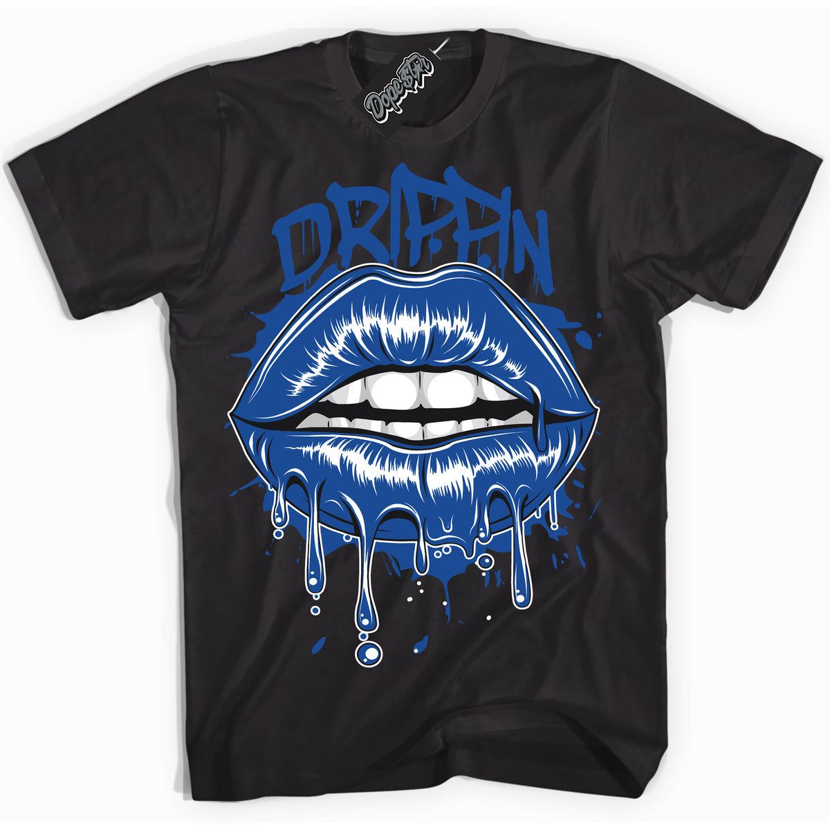 AJ12 Retro Blueberry ‘Drippin’ – Black Streetwear T-Shirt | Sneaker Matching shirt for AJ12 Retro Blueberry | Men's and Women's Streetwear Graphic Tee by Sneaker Shirts Outlet.
