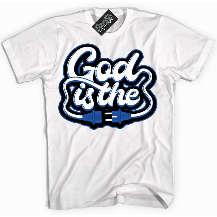 AJ12 Retro Blueberry ‘God Is The’ – White Streetwear T-Shirt | Sneaker Matching shirt for AJ12 Retro Blueberry | Men's and Women's Streetwear Graphic Tee by Sneaker Shirts Outlet.
