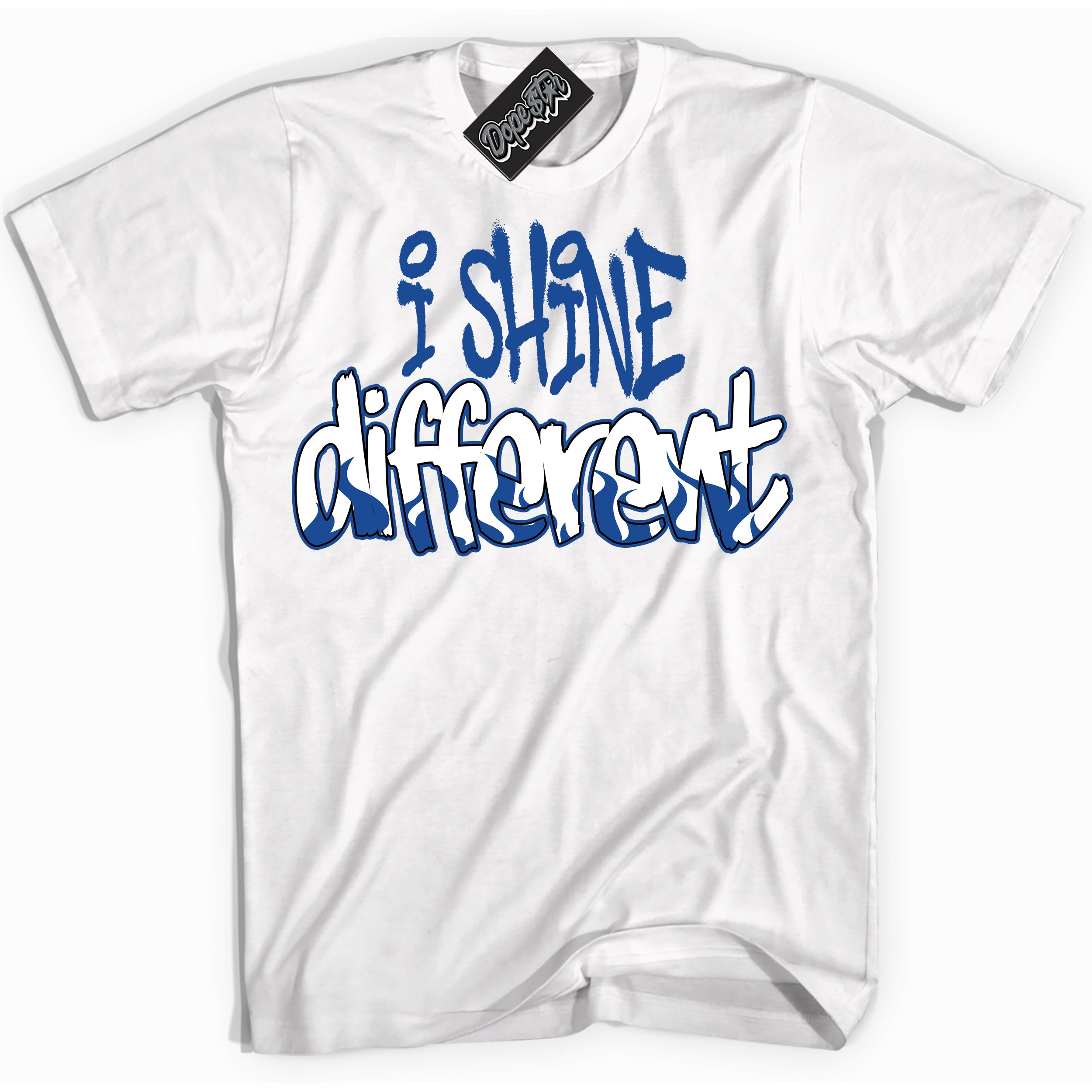 AJ12 Retro Blueberry ‘I Shine Different’ – White Streetwear T-Shirt | Sneaker Matching shirt for AJ12 Retro Blueberry | Men's and Women's Streetwear Graphic Tee by Sneaker Shirts Outlet.

