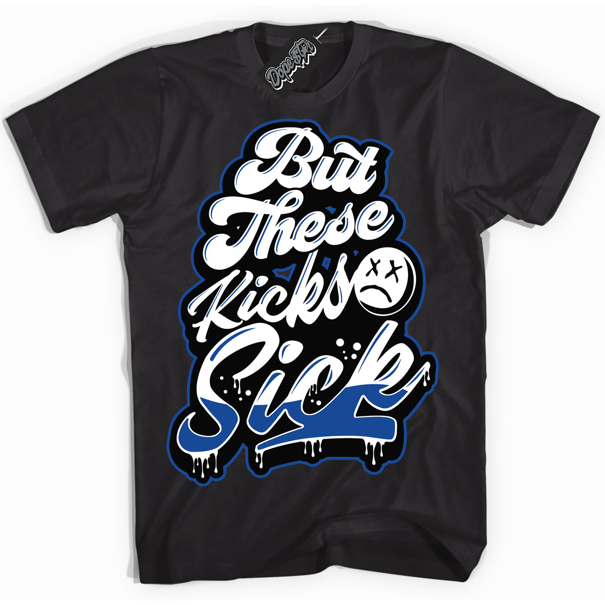AJ12 Retro Blueberry ‘Kick Sick’ – Black Streetwear T-Shirt | Sneaker Matching shirt for AJ12 Retro Blueberry | Men's and Women's Streetwear Graphic Tee by Sneaker Shirts Outlet.
