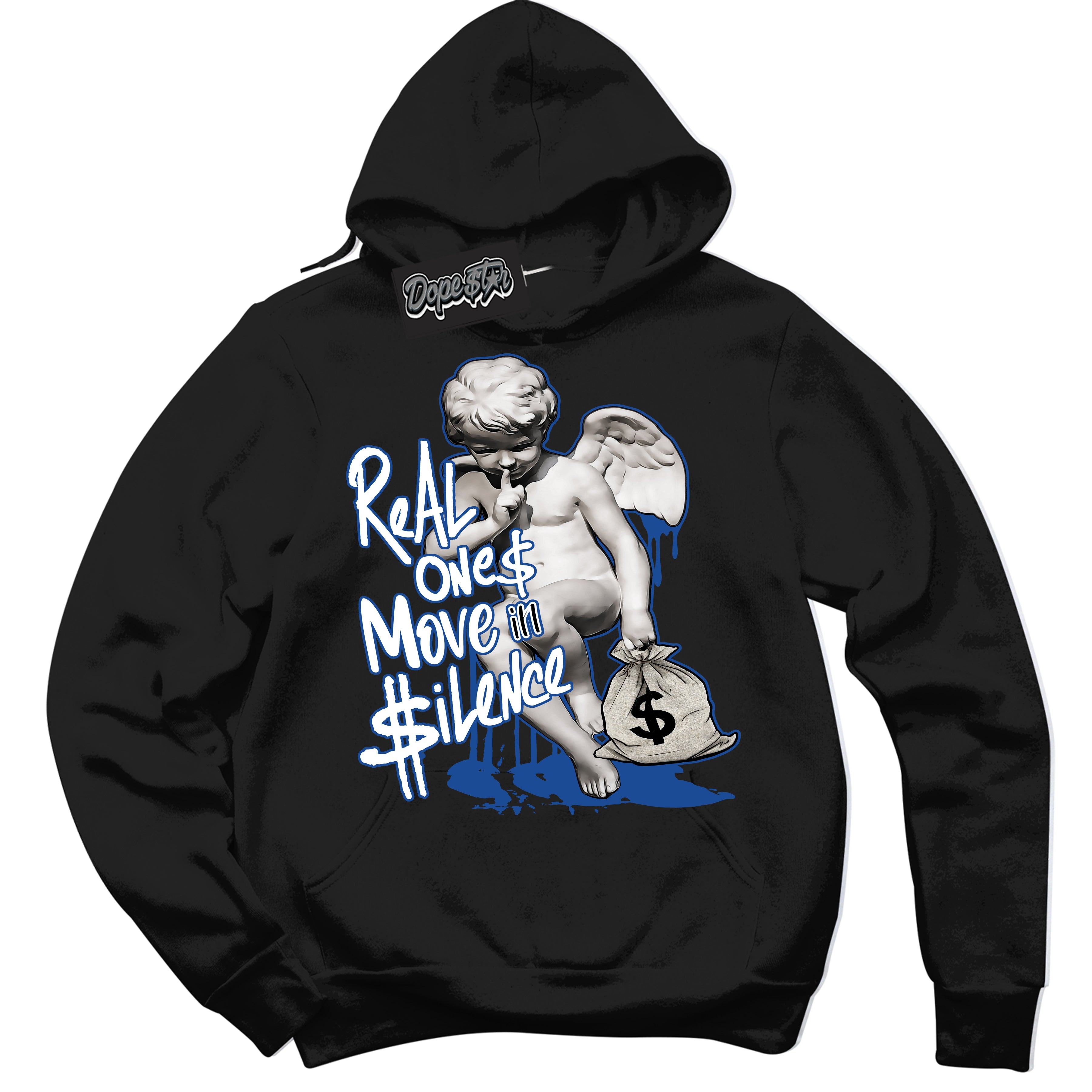 AJ12 Retro Blueberry ‘Real Ones Cherub’ – Black Streetwear Hoodie | Sneaker Matching sweatshirt for AJ12 Retro Blueberry | Men's and Women's Streetwear Graphic Hoodie by Sneaker Shirts Outlet.
