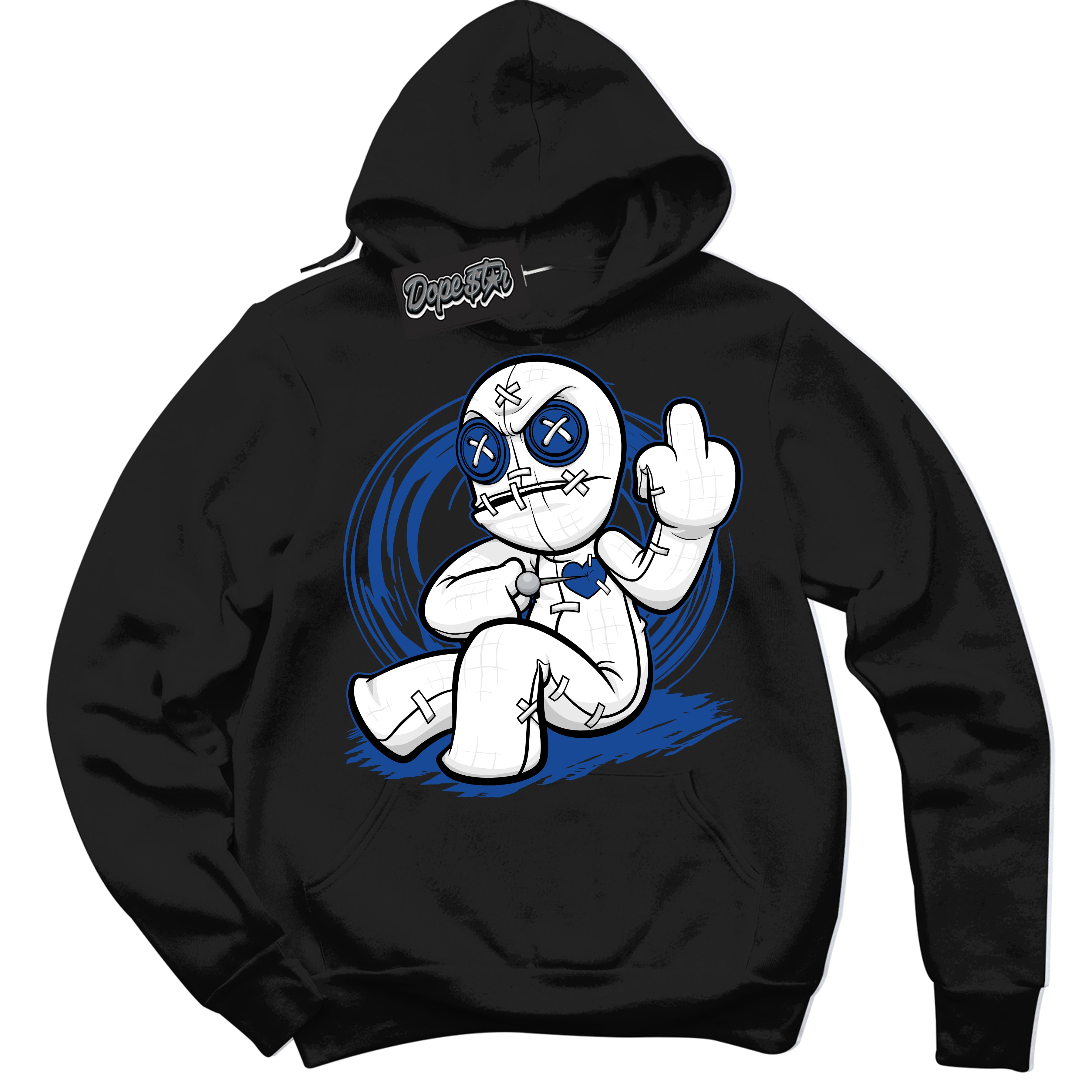 AJ12 Retro Blueberry ‘Voodoo Doll’ – Black Streetwear Hoodie | Sneaker Matching sweatshirt for AJ12 Retro Blueberry | Men's and Women's Streetwear Graphic Hoodie by Sneaker Shirts Outlet.
