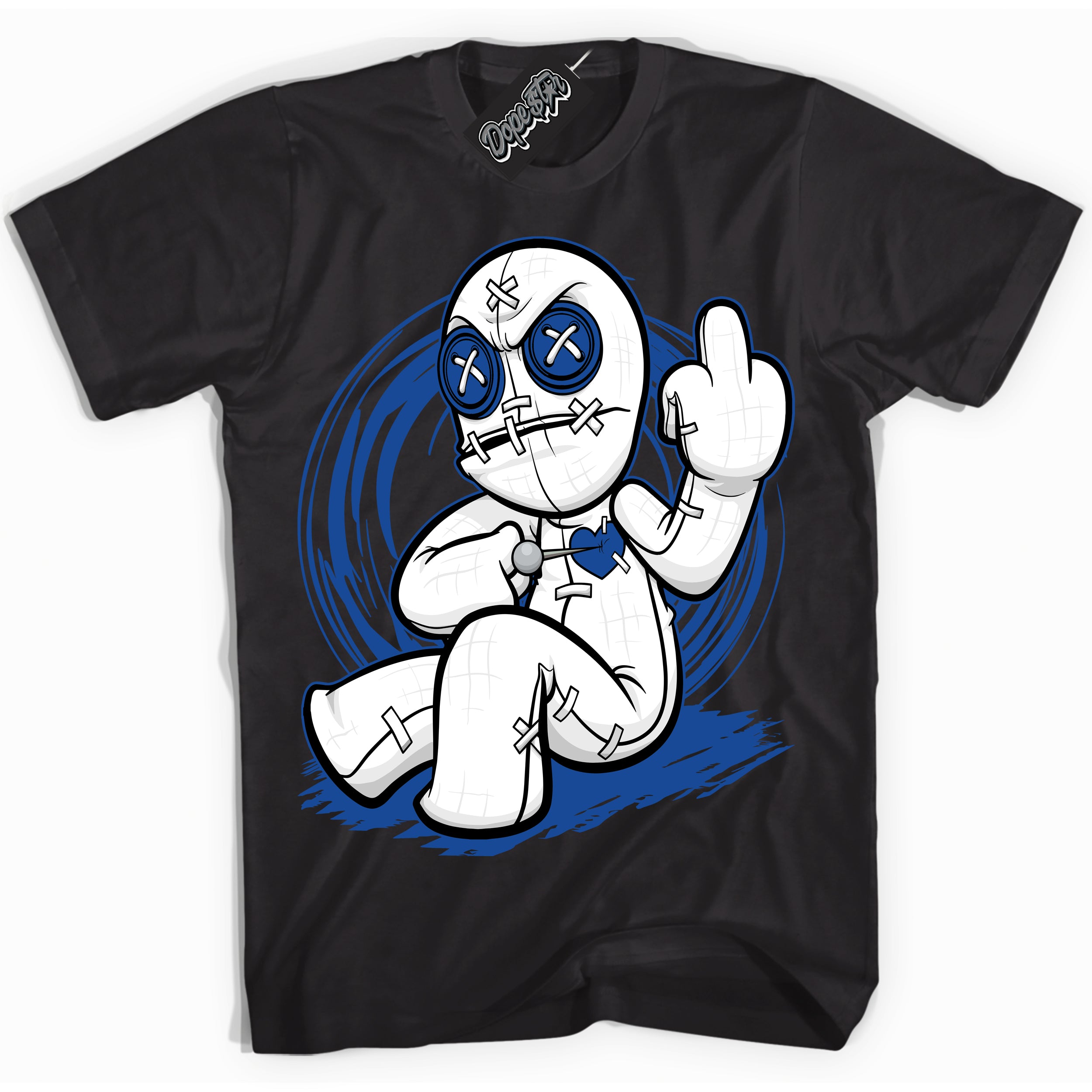 AJ12 Retro Blueberry ‘Voodoo Doll’ – Black Streetwear T-Shirt | Sneaker Matching shirt for AJ12 Retro Blueberry | Men's and Women's Streetwear Graphic Tee by Sneaker Shirts Outlet.
