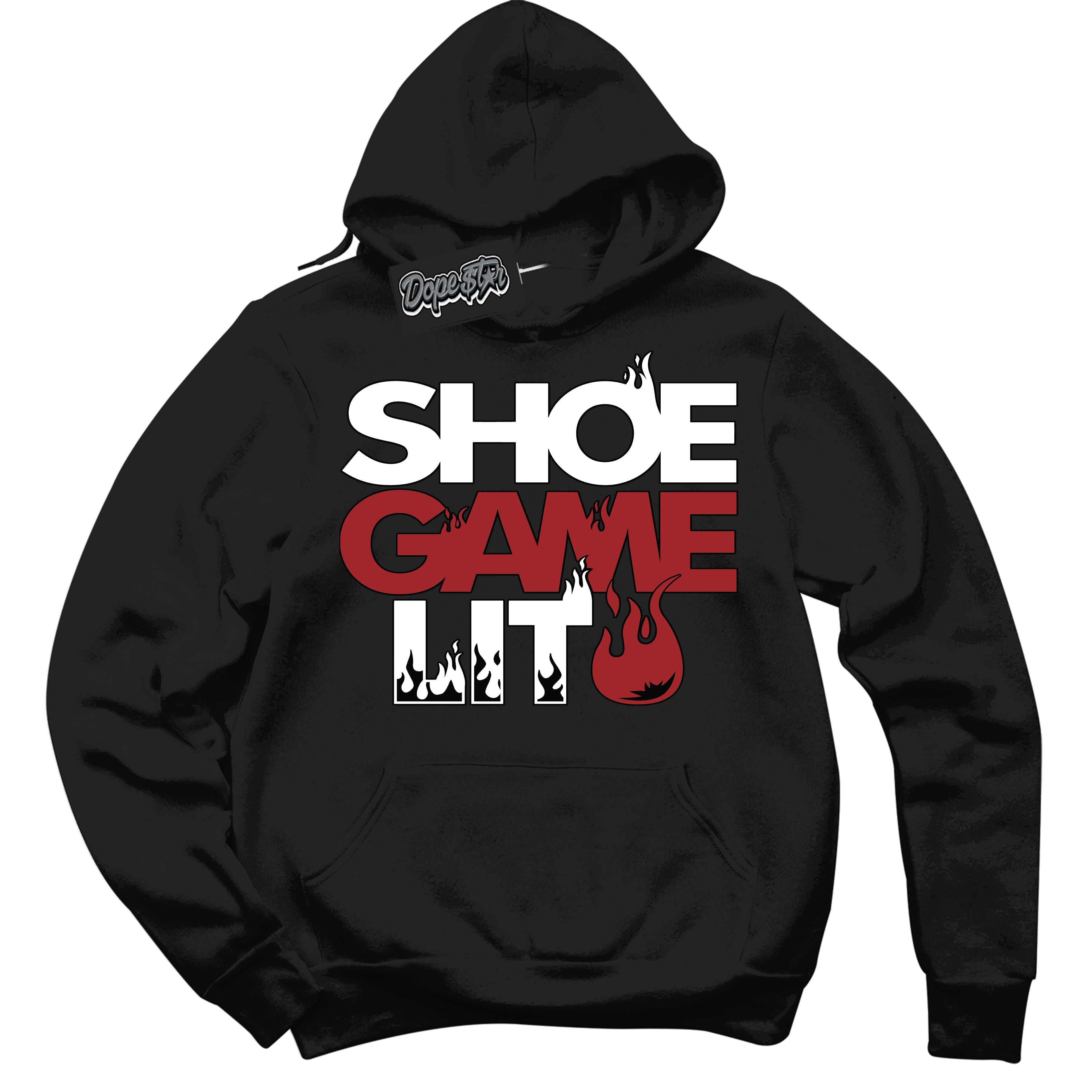 Cool Black Hoodie with “ Shoe Game Lit '' design that Perfectly Matches  Cherry 12s Sneakers.