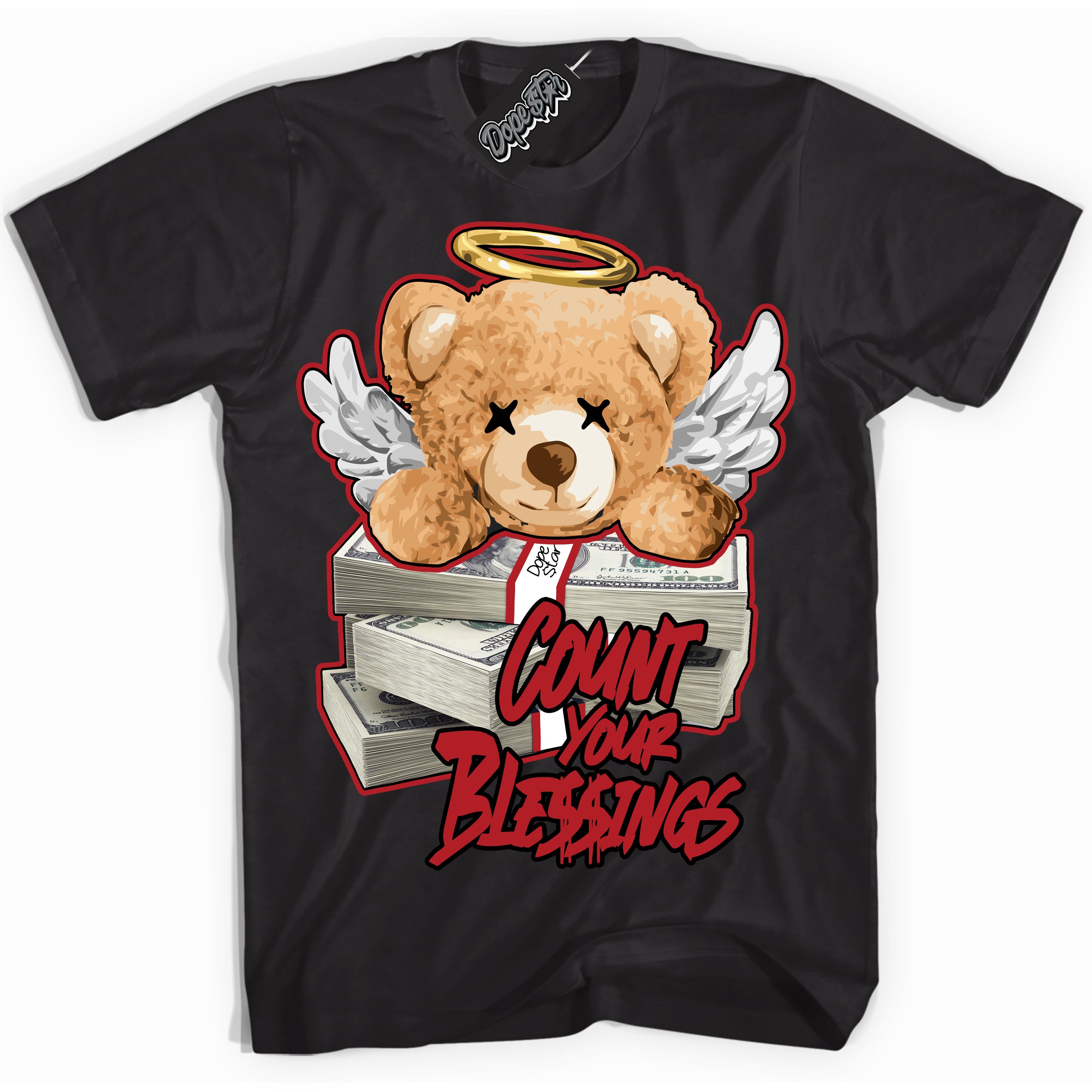 Cool Black Shirt with “ Count Your Blessings” design that perfectly matches Taxi Flip 12s Sneakers.