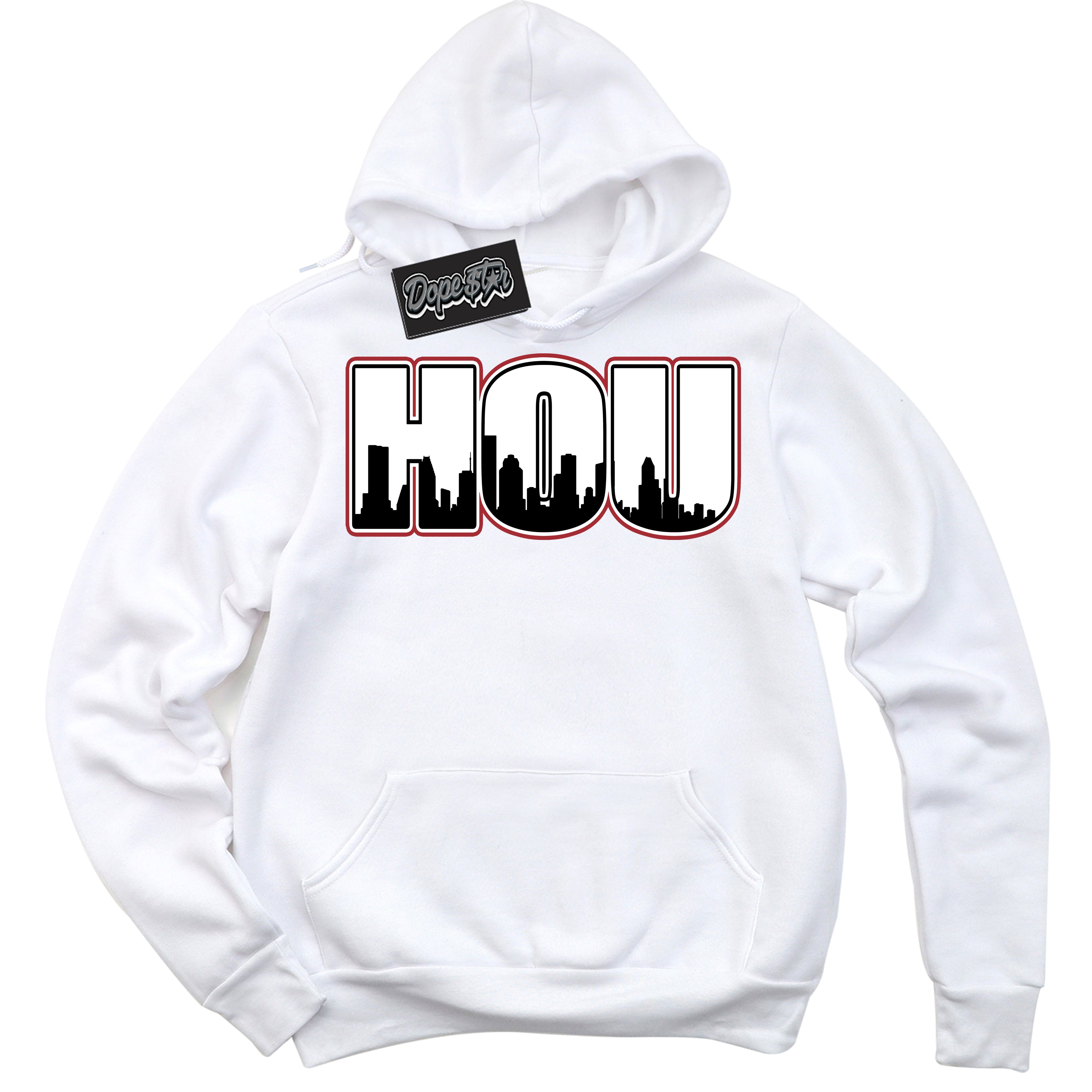 Cool White Hoodie with “ Houston ”  design that Perfectly Matches Taxi Flip 12s Sneakers.