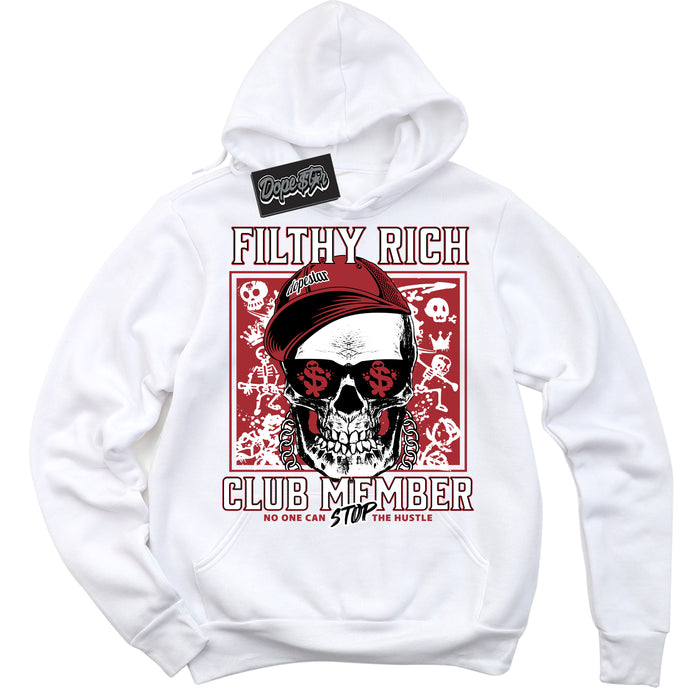 Cool White Hoodie with “ Filthy Rich ”  design that Perfectly Matches Taxi Flip 12s Sneakers.
