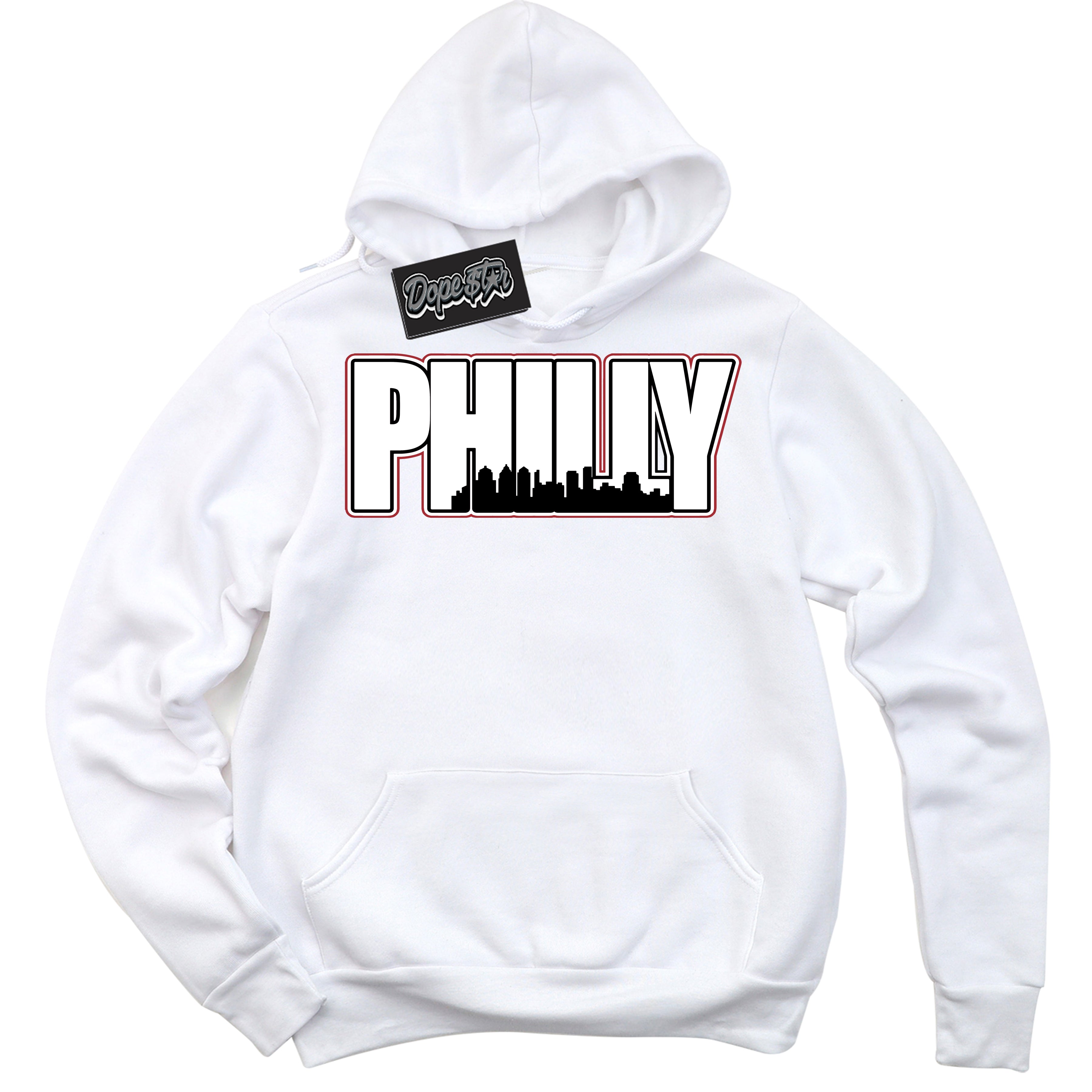 Cool White Hoodie with “ Philly ”  design that Perfectly Matches Taxi Flip 12s Sneakers.