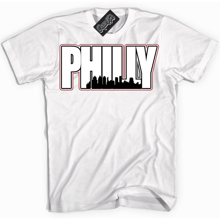 Cool White Shirt with “ Philly” design that perfectly matches Taxi Flip 12s Sneakers.