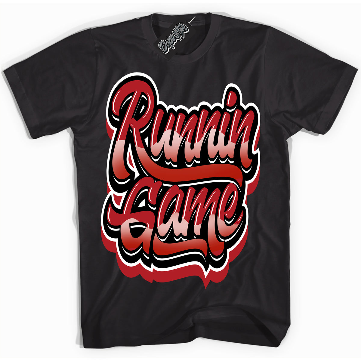 Cool Black Shirt with “ Running Game” design that perfectly matches Taxi Flip 12s Sneakers.