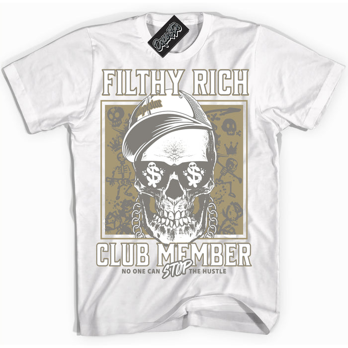 Cool White Shirt with “ Filthy Rich” design that perfectly matches Craft Ivory 13s Sneakers.