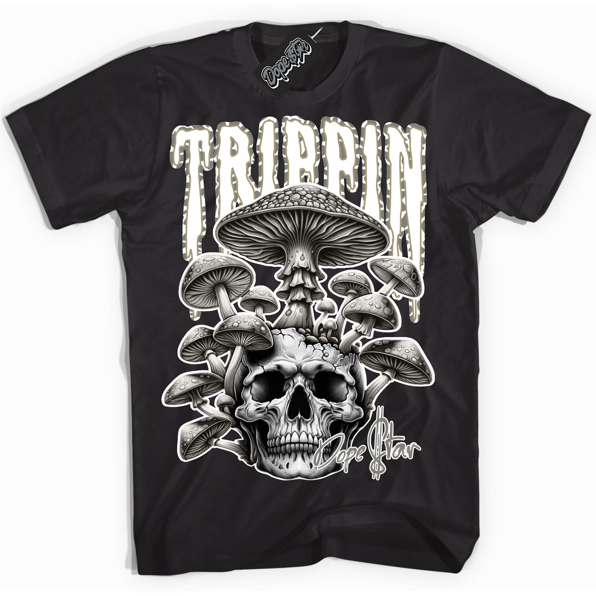 Cool Black Shirt with “ Trippin” design that perfectly matches Craft Ivory 13s Sneakers.