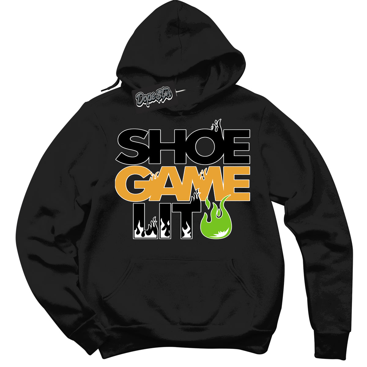 Cool Black Hoodie with “ Shoe Game Lit '' design that Perfectly Matches  Del Sol 13s Sneakers.