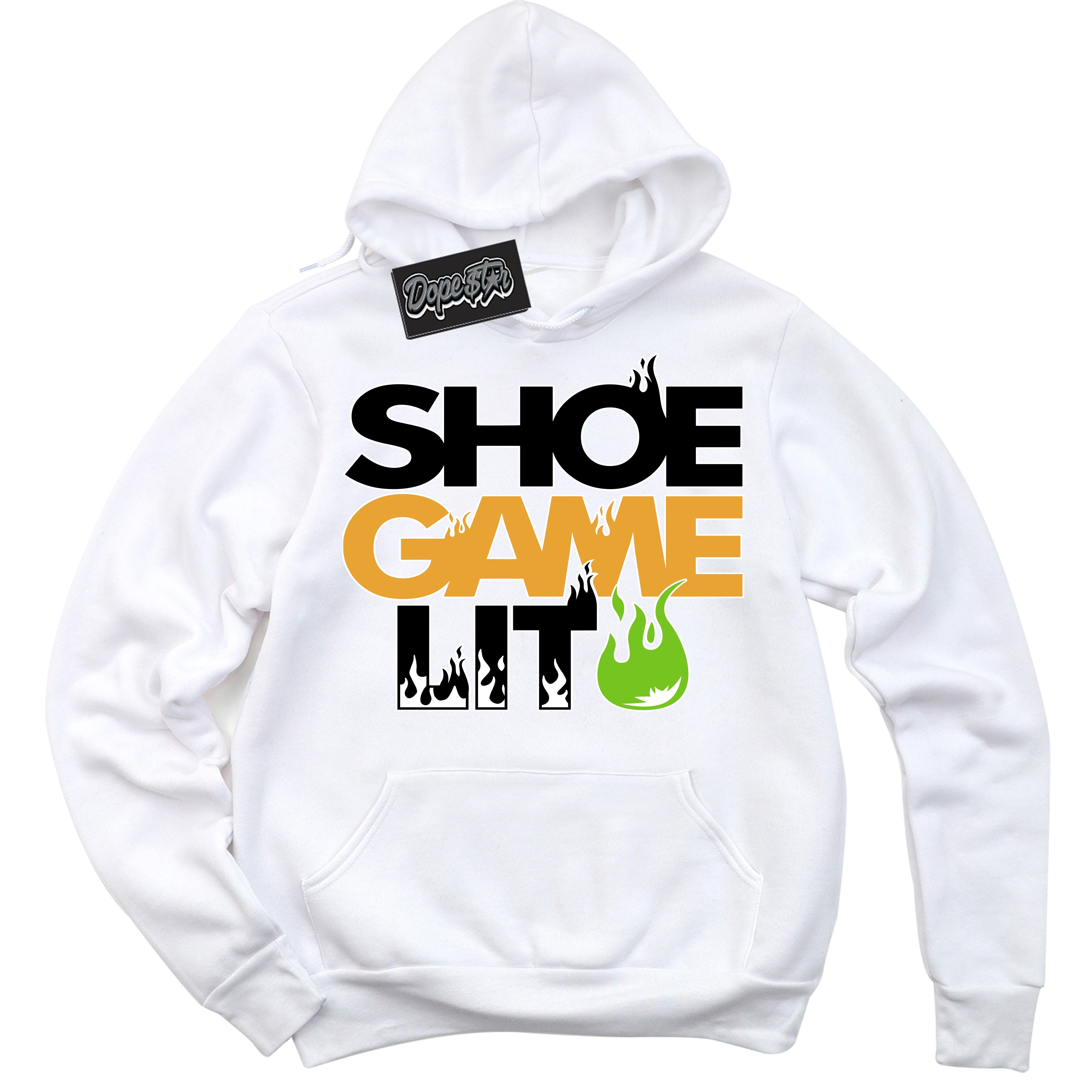 Cool White Hoodie with “ Shoe Game Lit '' design that Perfectly Matches  Del Sol 13s Sneakers.